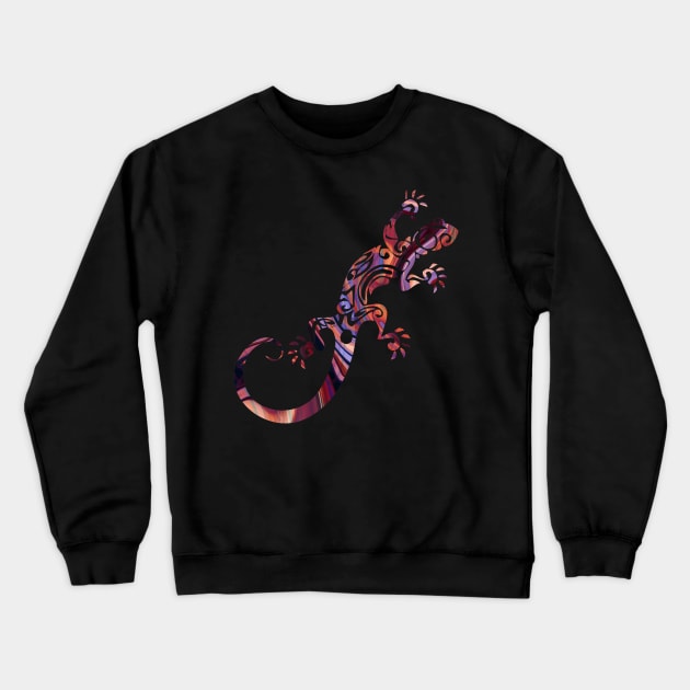 Ornate Gecko Colorful Lizard Illustration Crewneck Sweatshirt by VintCam